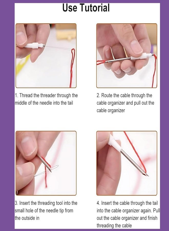 ILIKA Punch Needle Embroidery Set with 3 Interchangeable Needle Sizes, DIY Craft Tool Kit for Yarn and Embroidery Floss, Includes Threaders and Ergonomic Handle - Purple - Image 4